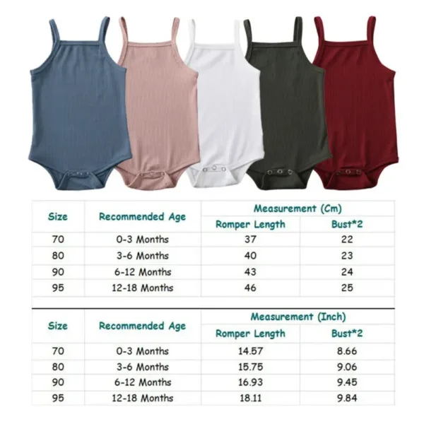 0-18Months Unisex Baby Summer Bodysuit Baby Boy Solid Pink White Green Jumpsuit For Newborn Girls Sleeveless Playsuit - Image 6