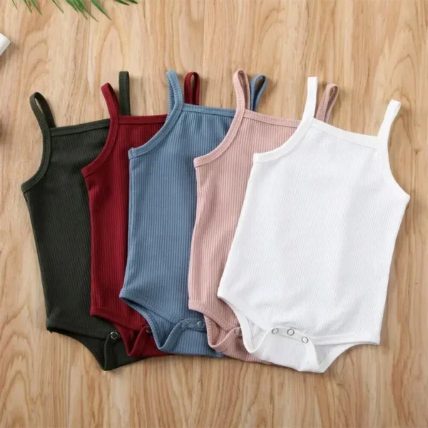0-18Months Unisex Baby Summer Bodysuit Baby Boy Solid Pink White Green Jumpsuit For Newborn Girls Sleeveless Playsuit