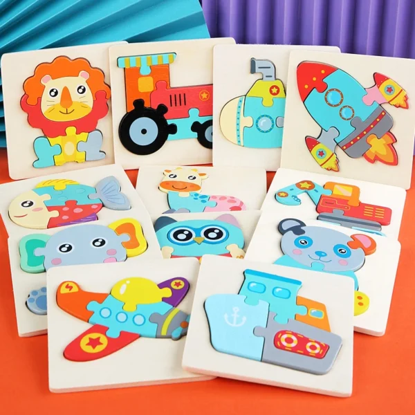 Kids Wooden Toys 3D Wood Puzzle Cartoon Animals Cognitive Jigsaw Puzzle Early Learning Educational Toys For Children Gift - Image 3