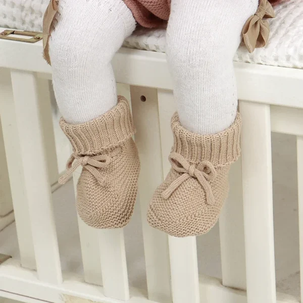 Infant Baby Shoes Cotton Knitted Newborn Girl Boy Boots Fashion Solid Warm Toddler Kid Slip-On Bed Shoes Handmade 0-18M Footwear - Image 3