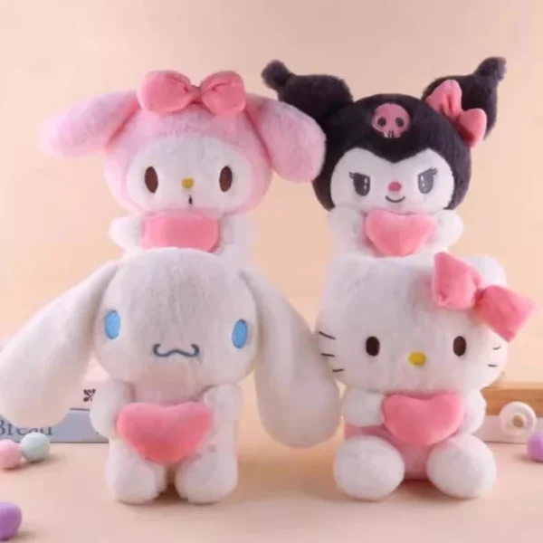 22cm Sanrio Hello Kitty Kuromi Pillow KT Plush Toy Girls Soft Stuffed Animal Toys Heart My Melody Cinnamoroll Stuff Doll Gifts - Image 2