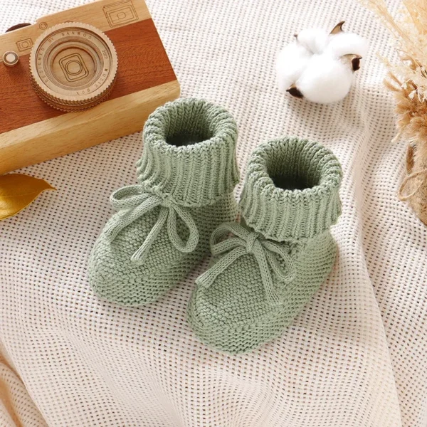 Infant Baby Shoes Cotton Knitted Newborn Girl Boy Boots Fashion Solid Warm Toddler Kid Slip-On Bed Shoes Handmade 0-18M Footwear - Image 6