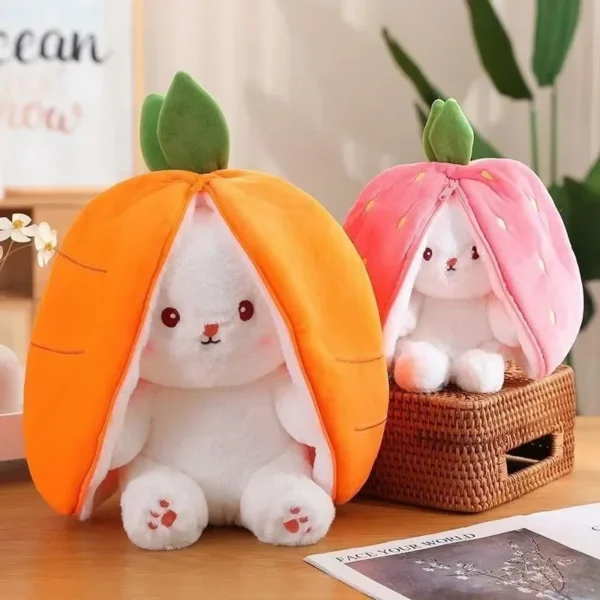 25cm Cute Strawberry Carrot Rabbit Plush Toy Stuffed Creative Into Fruit Transform Baby Cuddly Bunny Doll for Kid Birthday Gift - Image 5
