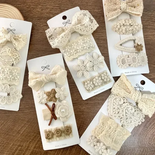 4Pcs Kids Fabric Lace Flower Barrettes Baby Princess Hair Accessories Newborn White Hairpins Bow Hairclips Girls Birthday Gifts - Image 4