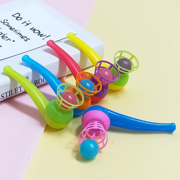10PCS/Set Blow Pipe & Balls Kid Blow Blowing Children Toys Sports Games Gift Plastic Pipe Balls Toy For Girls Color Random ﻿ - Image 2