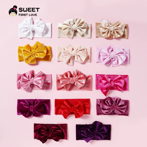 Velvet Bow Baby Girl Headband For Baby Gilrs Baby Hair Headband For Baby Headbands For Girls Newborn Headwear ONE SIZE - Image 2