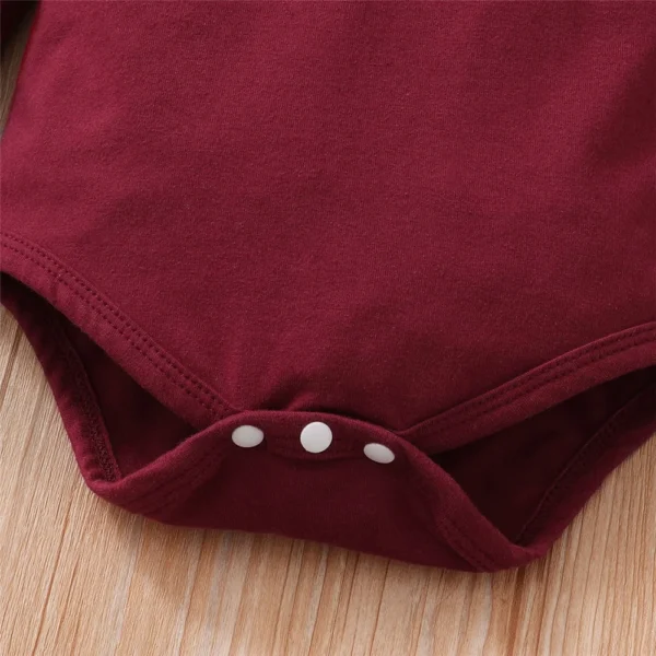 0-18Months Baby Girl Clothes Set Red Color Long Sleevs Bodysuit + Flower Strap Pants 2PCS Infant Girl New Years Clothing Suit - Image 6