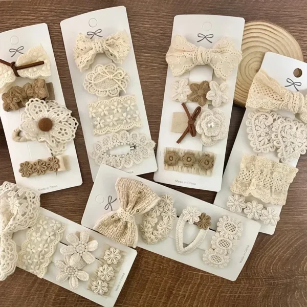 4Pcs Kids Fabric Lace Flower Barrettes Baby Princess Hair Accessories Newborn White Hairpins Bow Hairclips Girls Birthday Gifts - Image 2