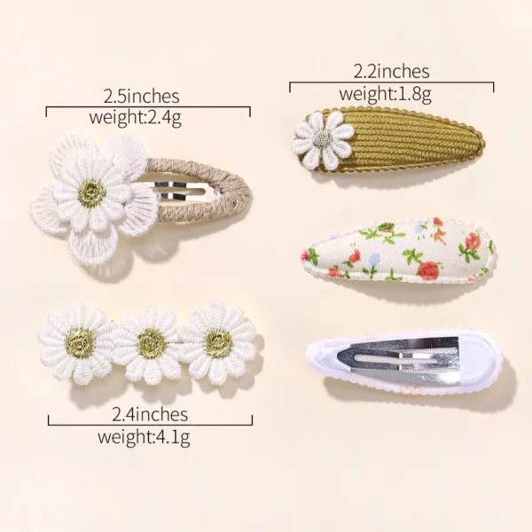 5Pcs BB Clips Set for Children Hair Accessories Sweet Printe Hairbangs Hairclip Girls Barrette Ins Style Daisy Hairpin Ornaments - Image 6