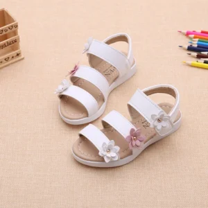 New Girls Sandals Flowers Sweet Soft Fashion Cute High Quality Beach Shoes Children Summer Floral Princess Kids Sandals Birthday