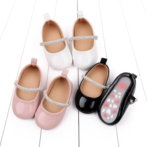 Baby Princess Shoes Infant Girls 0-6-12 Months Toddler Party Shiny Mary Jane Style High Quality PU TPR 2024 New Fashion BBW3179