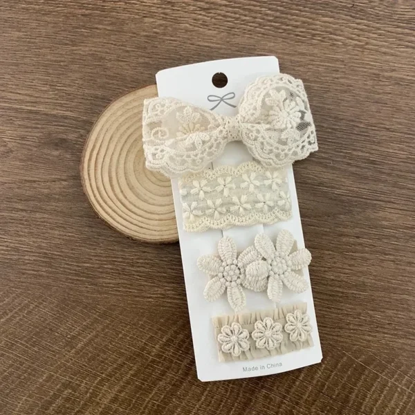 4Pcs Kids Fabric Lace Flower Barrettes Baby Princess Hair Accessories Newborn White Hairpins Bow Hairclips Girls Birthday Gifts - Image 5