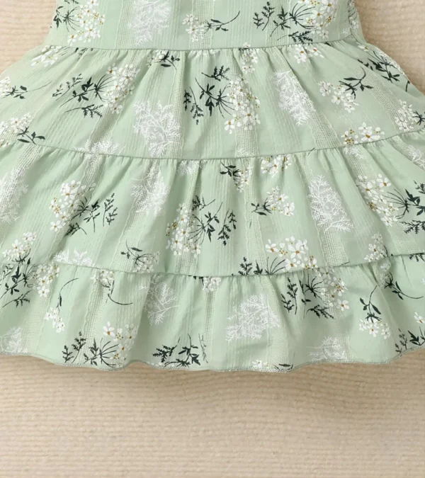 Summer baby girl green fashionable printed camisole dress - Image 5