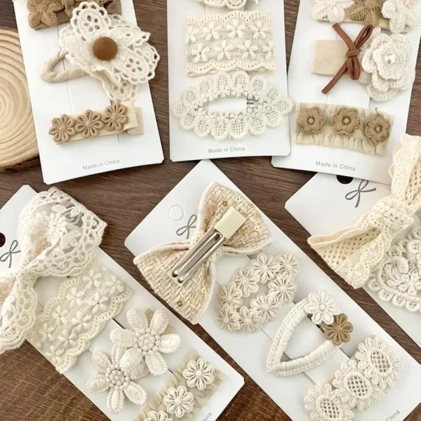 4Pcs Kids Fabric Lace Flower Barrettes Baby Princess Hair Accessories Newborn White Hairpins Bow Hairclips Girls Birthday Gifts - Image 3