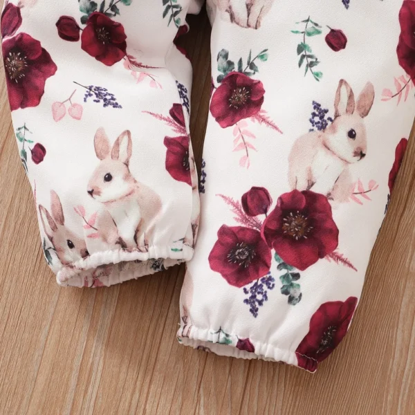 0-18Months Baby Girl Clothes Set Red Color Long Sleevs Bodysuit + Flower Strap Pants 2PCS Infant Girl New Years Clothing Suit - Image 7