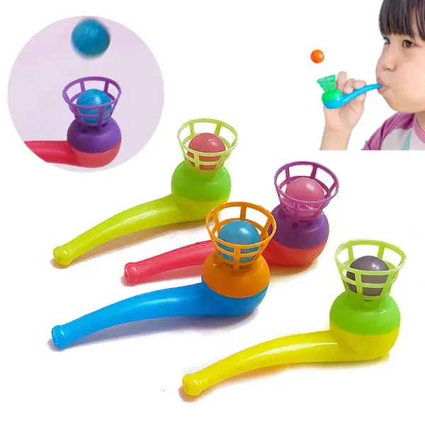 10PCS/Set Blow Pipe & Balls Kid Blow Blowing Children Toys Sports Games Gift Plastic Pipe Balls Toy For Girls Color Random ﻿