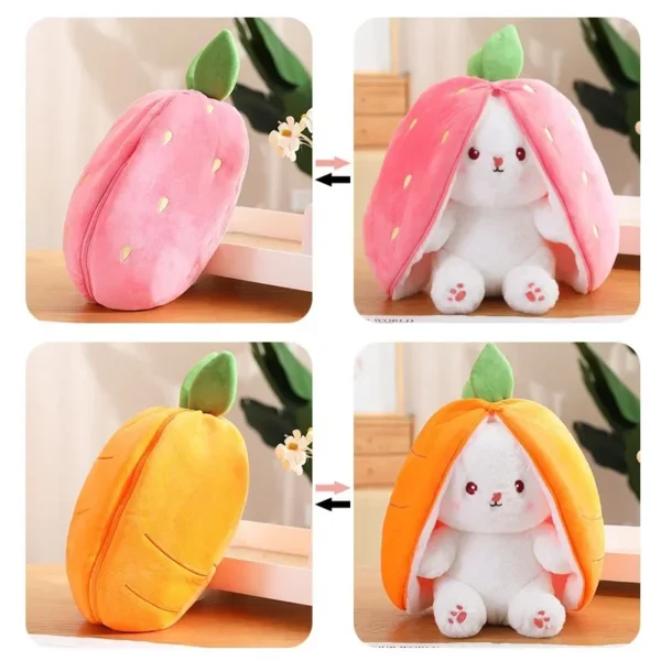 25cm Cute Strawberry Carrot Rabbit Plush Toy Stuffed Creative Into Fruit Transform Baby Cuddly Bunny Doll for Kid Birthday Gift - Image 6