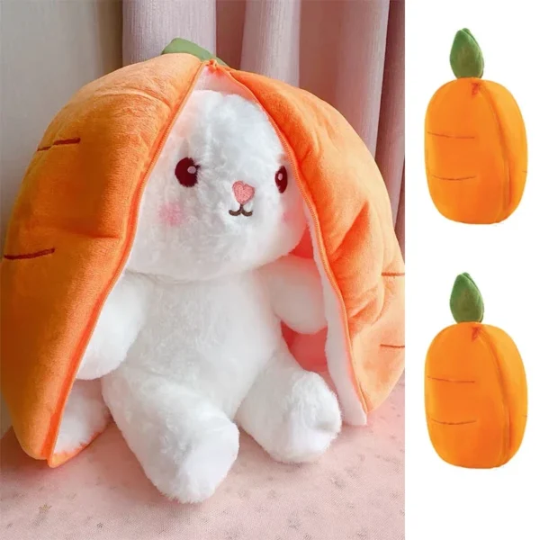 25cm Cute Strawberry Carrot Rabbit Plush Toy Stuffed Creative Into Fruit Transform Baby Cuddly Bunny Doll for Kid Birthday Gift - Image 2