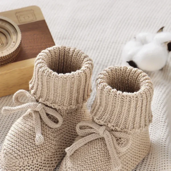 Infant Baby Shoes Cotton Knitted Newborn Girl Boy Boots Fashion Solid Warm Toddler Kid Slip-On Bed Shoes Handmade 0-18M Footwear - Image 5