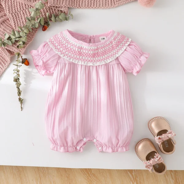 2025 New Style One-Pieces Baby Girls NewBorn Items For O-Neck Summer Pink Romper Casual Jumpsuit Outfit Bodysuit Clothes