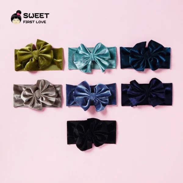 Velvet Bow Baby Girl Headband For Baby Gilrs Baby Hair Headband For Baby Headbands For Girls Newborn Headwear ONE SIZE - Image 3